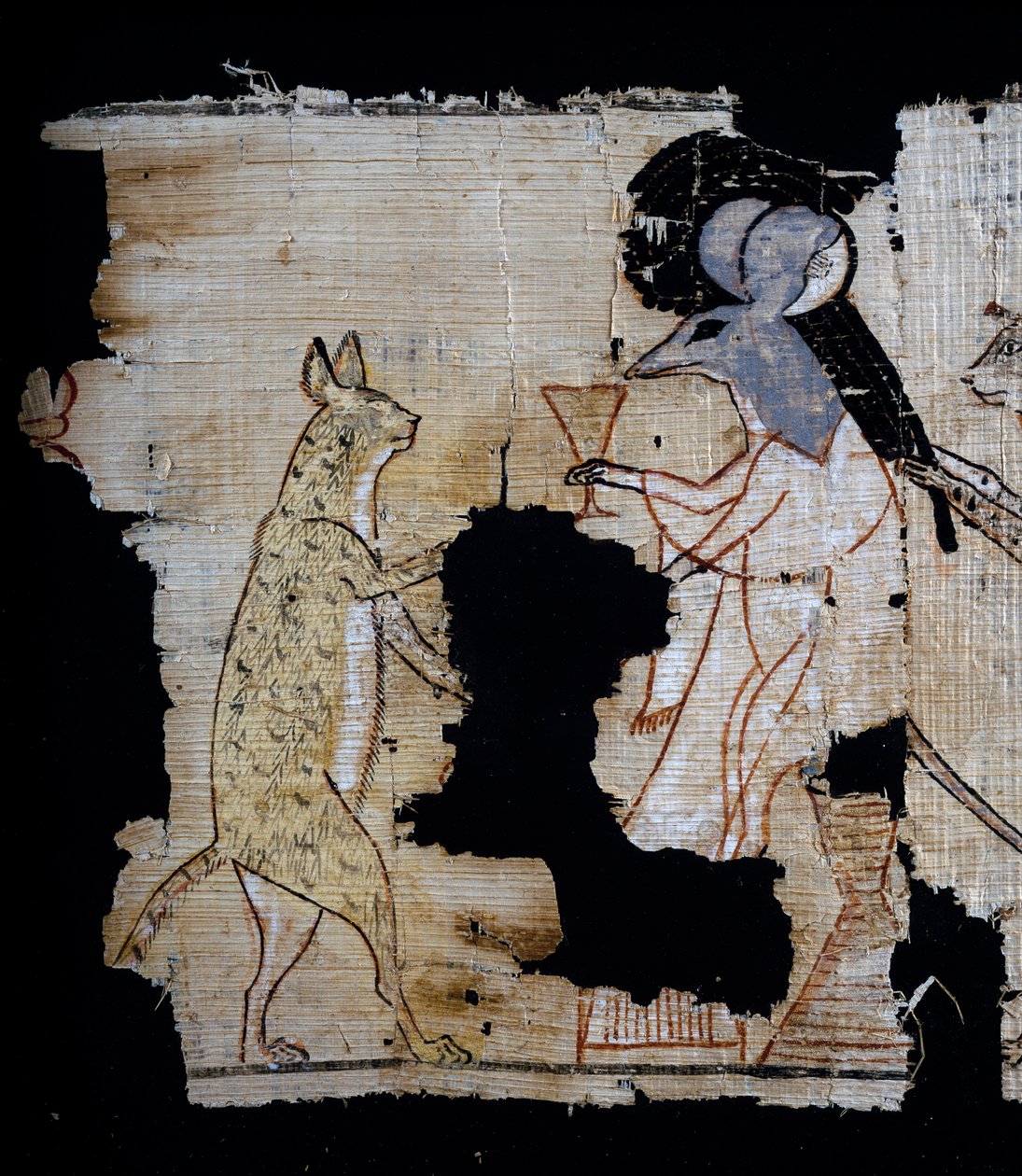Papyrus représentant une scène satirique, vers 1100 av. J.-C., datant du règne de Ramsès IX, détail, civilisation égyptienne, Nouvel Empire, XXe dynastie - Egyptian 20th Dynasty