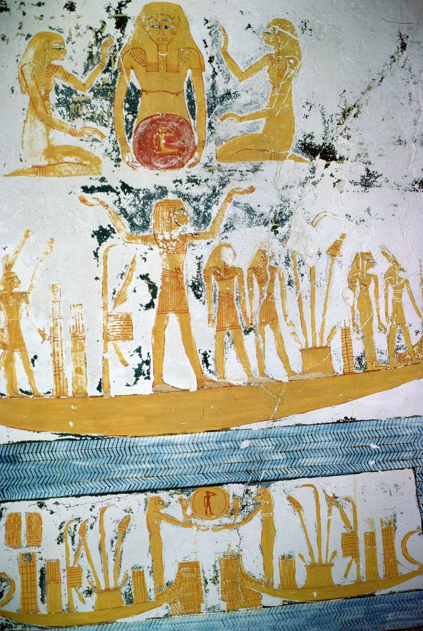 Rê dans le bateau de nuit, de la tombe de Ramsès VI, Nouvel Empire (vers 1145-1137 avant J.-C.) - Egyptian 20th Dynasty