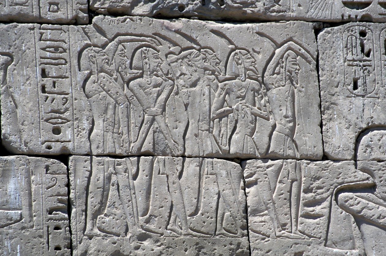 Relief représentant des prisonniers du Nord à la bataille de Ramsès III, Grand Temple de Médinet - Egyptian 20th Dynasty