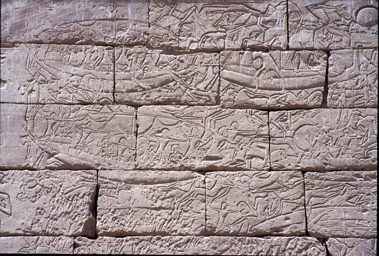 Les Peuples de la Mer, Bataille Navale de Ramsès III, Medinet Habu, 1195-64 av. J.-C. - Egyptian 20th Dynasty