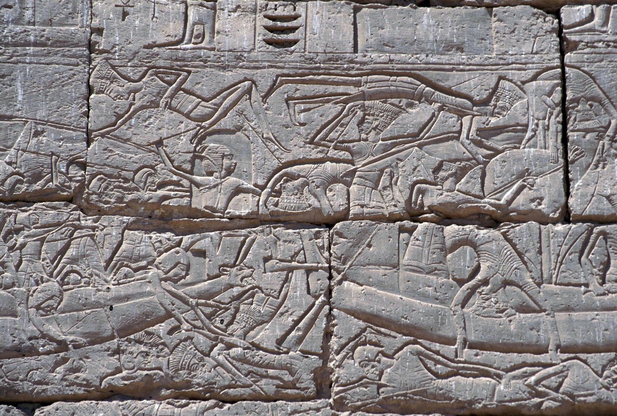 Les Peuples de la Mer, Bataille Navale de Ramsès III, Medinet Habu, 1195-64 av. J.-C. - Egyptian 20th Dynasty
