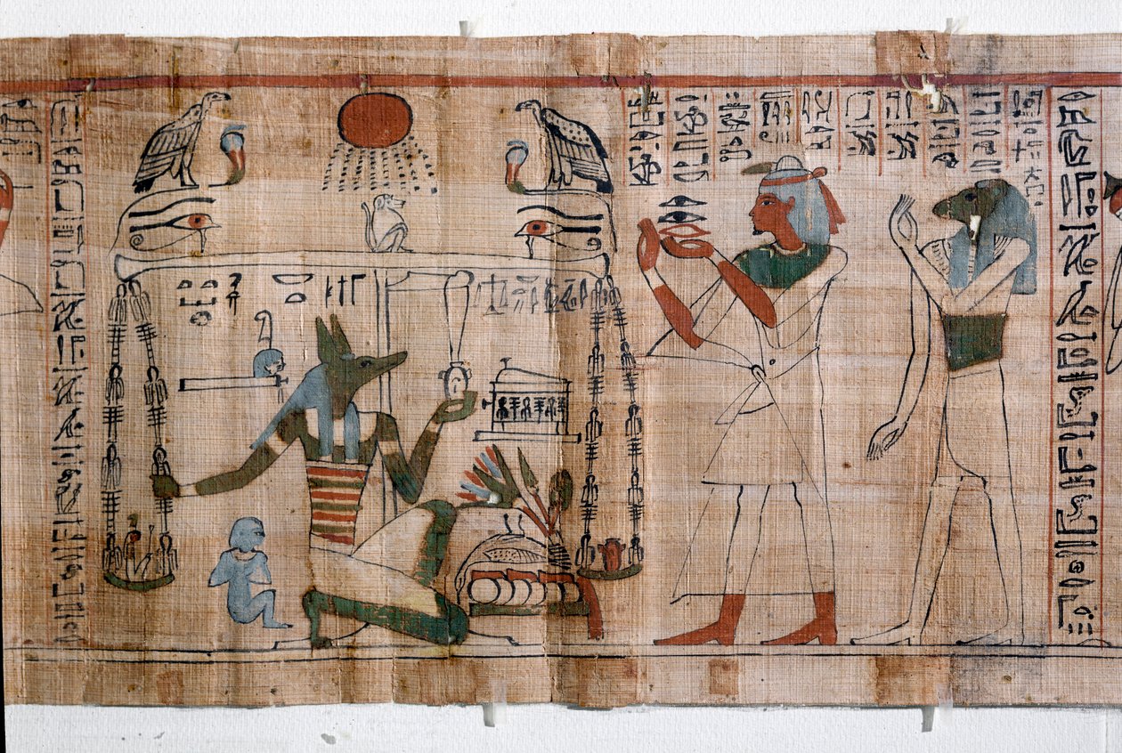 Antiquité égyptienne : psychostasie (pesée des âmes). Papyrus du Livre des Morts. 21ème dynastie - Egyptian 21st Dynasty