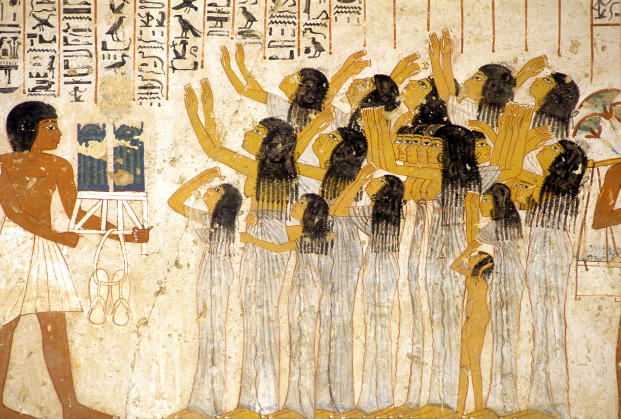 Égypte ancienne, peinture/fresque, femmes en deuil dans la procession funéraire, tombe de Ramose, Thèbes, Vallée des Nobles - Egyptian Egyptian