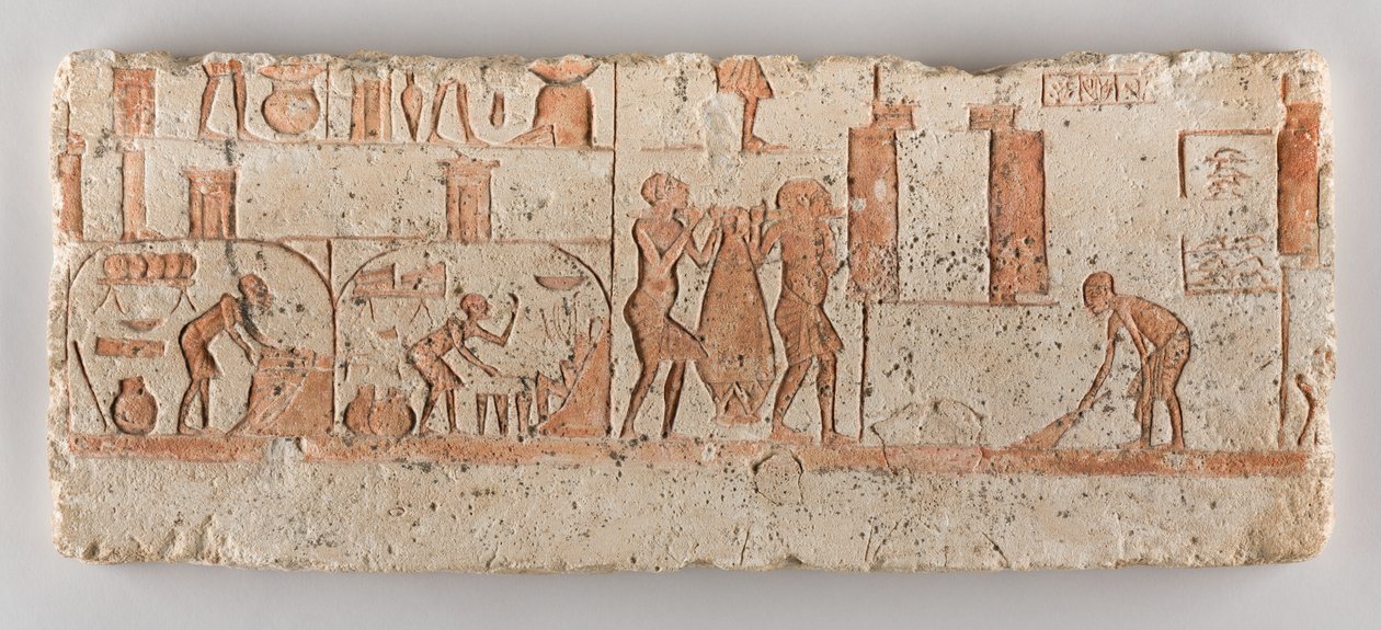 Scène de cuisine, vers 1352-1336 avant notre ère (calcaire, pigment) - Egyptian Egyptian