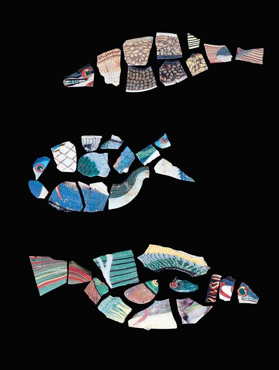 Trois fragments de mosaïque de poissons, période ptolémaïque-romaine, vers 1er siècle av. J.-C. - 1er siècle apr. J.-C. - Egyptian Egyptian
