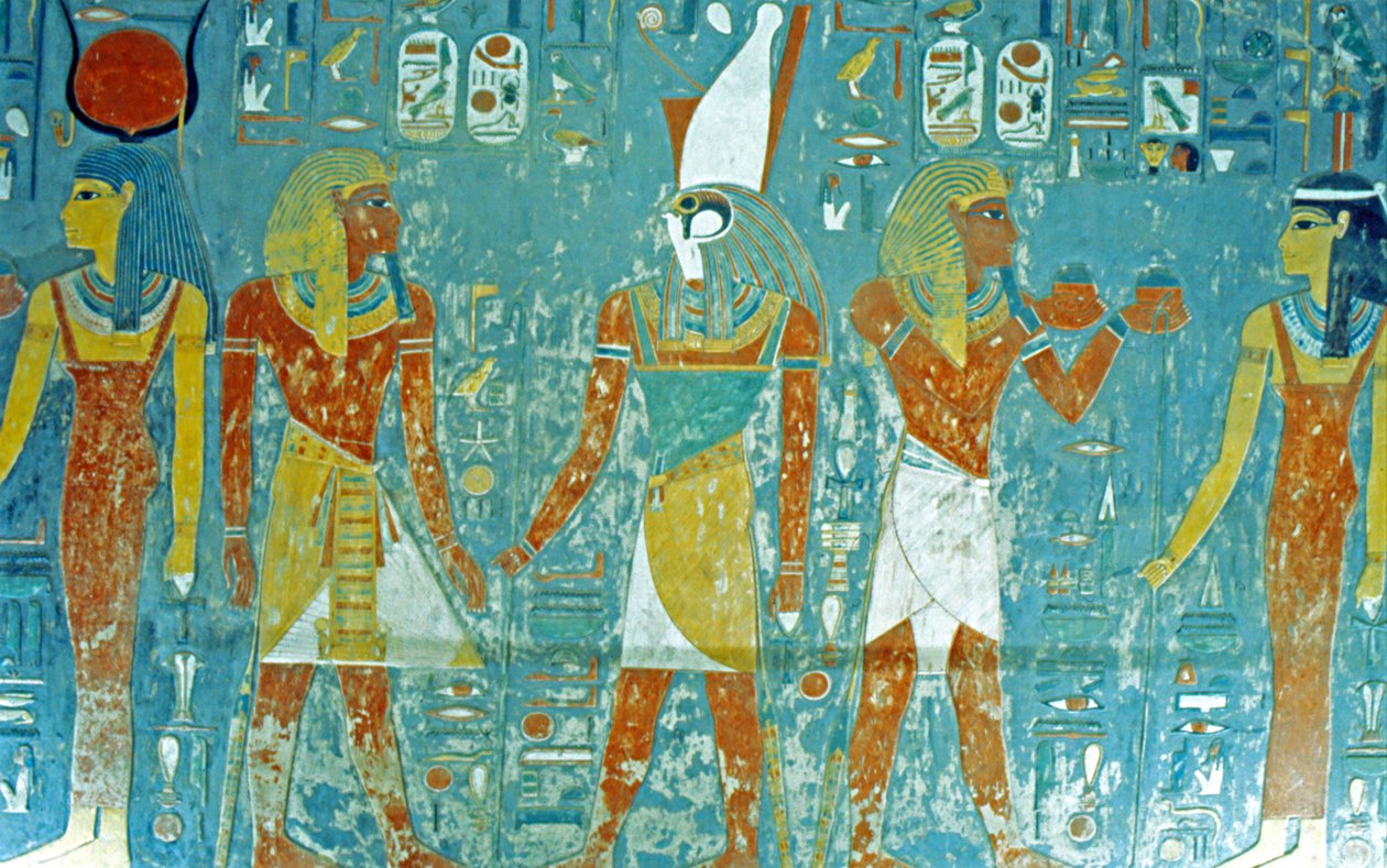 Vallée des Rois, Tombeau de Horemheb Pharaon devant Osiris, Isis, Ma