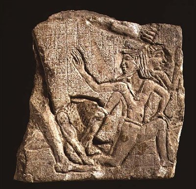 Modèle de sculpteur représentant un roi avec un lion frappant des ennemis, vers 400-201 av. J.-C. - Egyptian Ptolemaic Period