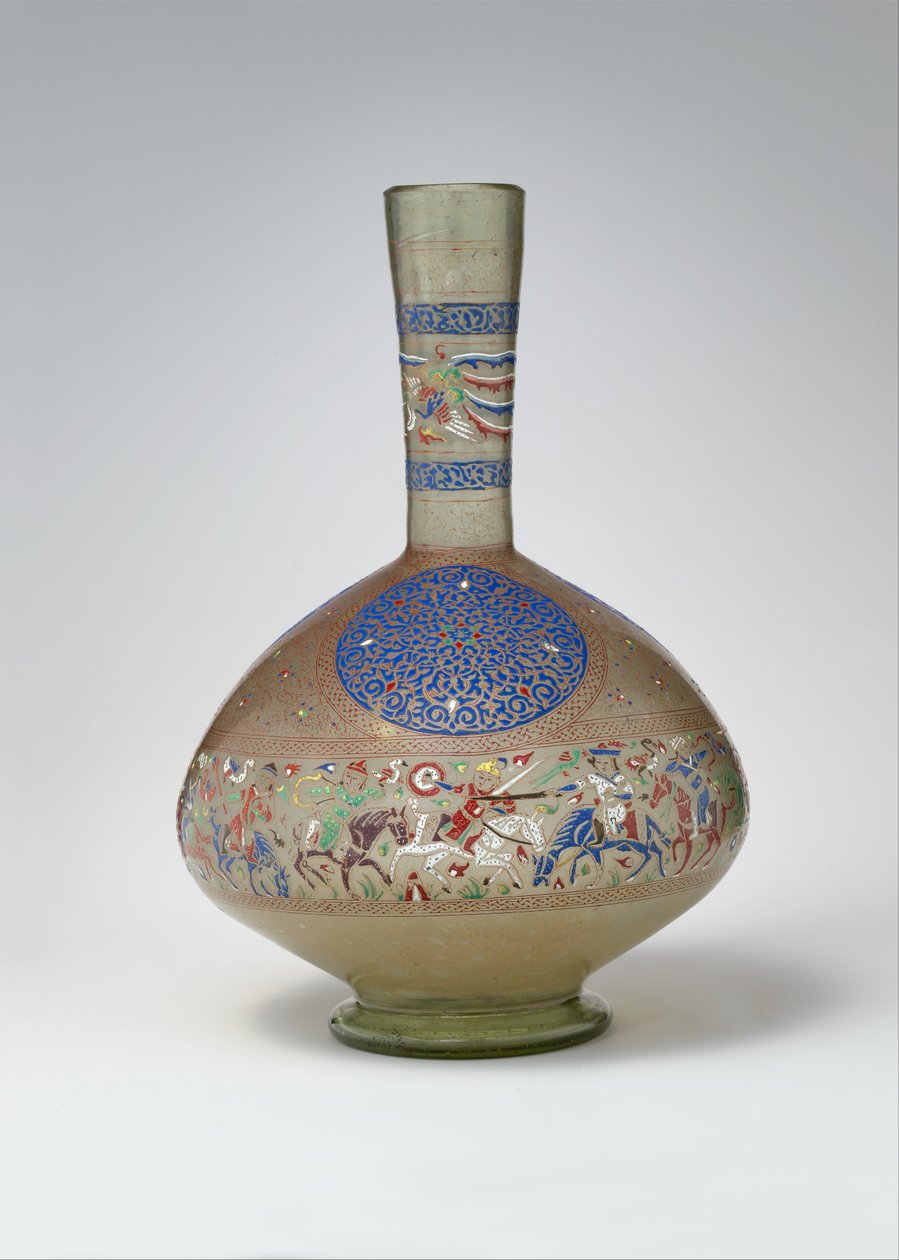 Bouteille émaillée et dorée, c.1270-99 (verre) - Egyptian School