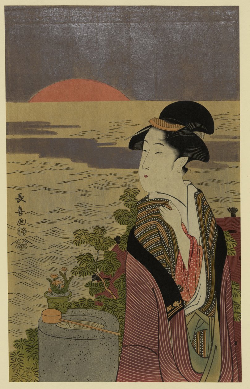 Estampe japonaise ukiyo-e en couleurs - Eishōsai Chōki