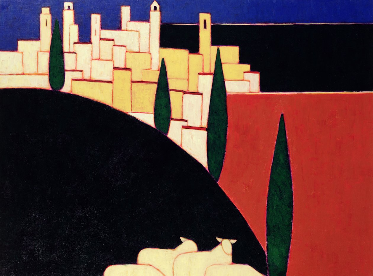 San Gimignano avec des moutons - Eithne Contemporary Artist Donne