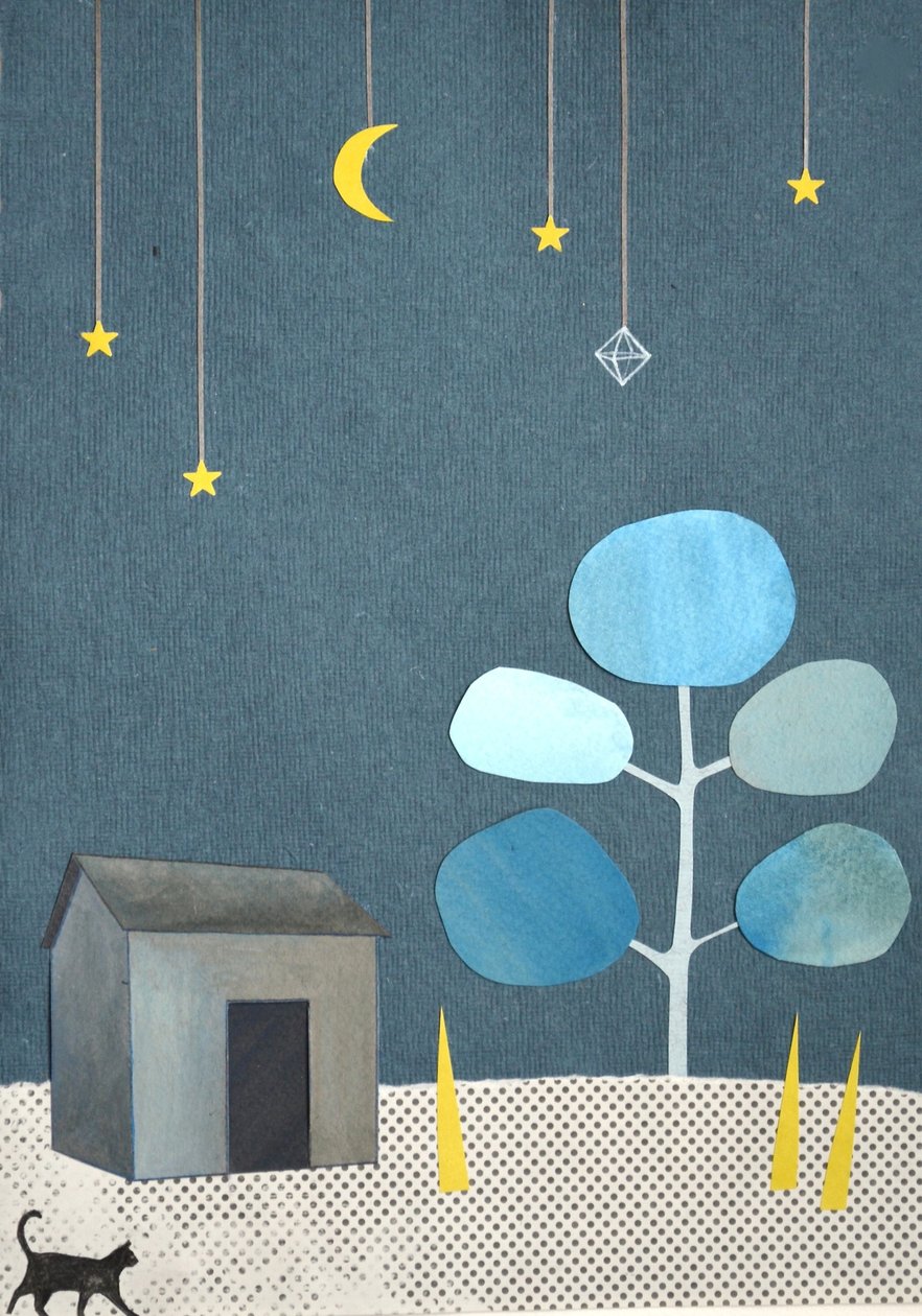 Nuit silencieuse. 2016 (collage et aquarelle sur papier) - Eleanor Grafton