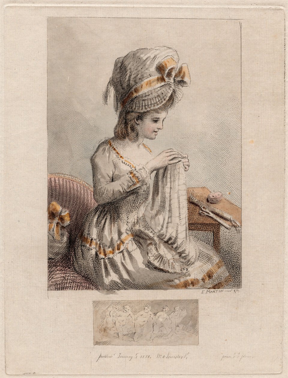 Jeune femme en train de coudre - Elias Martin