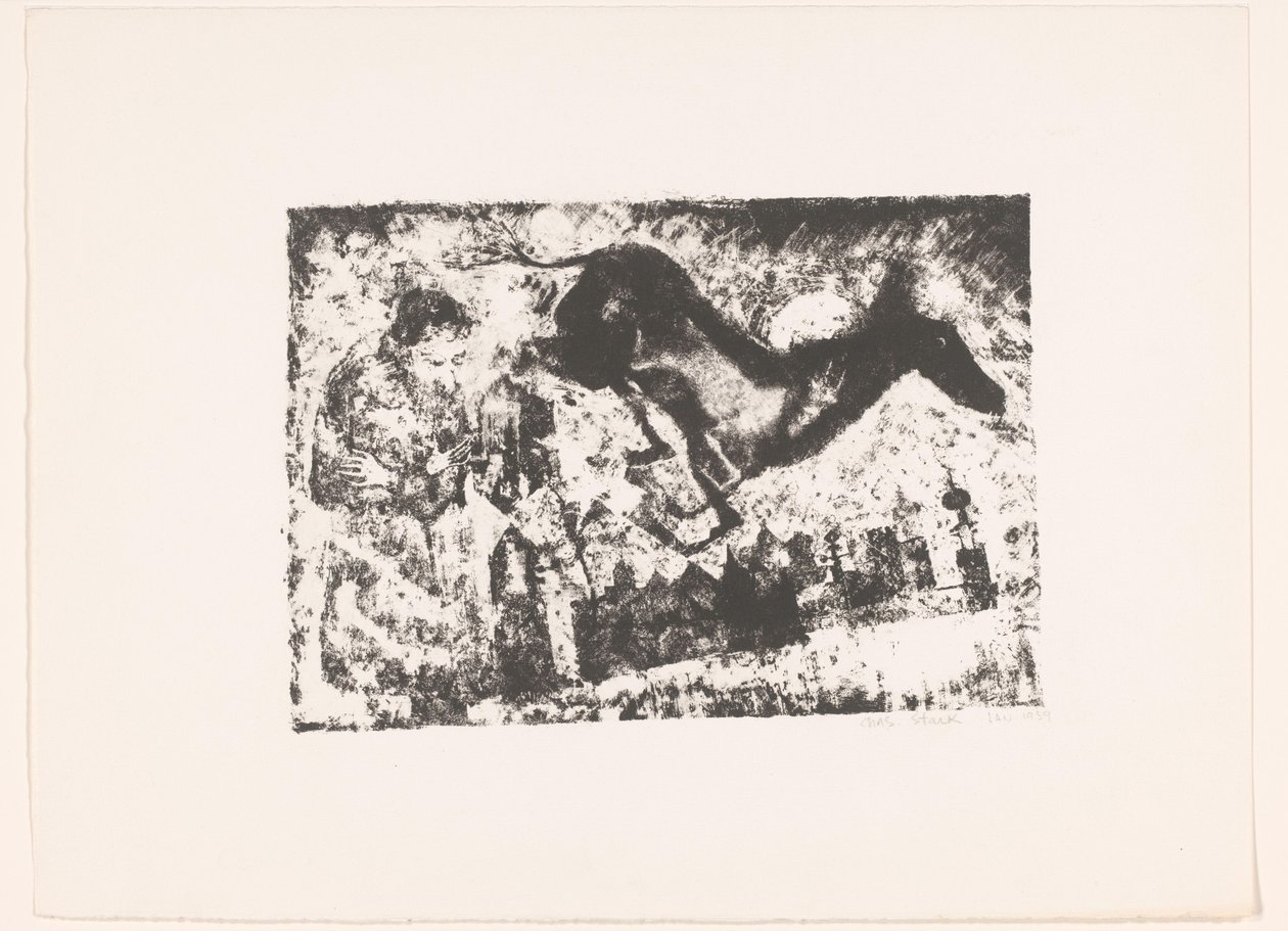 Homme et cerf devant une ville - Elias Stark (possibly)