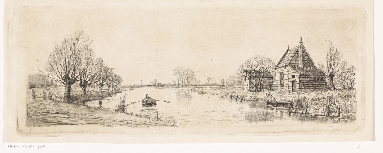 Paysage fluvial avec maison en bois - Elias Stark