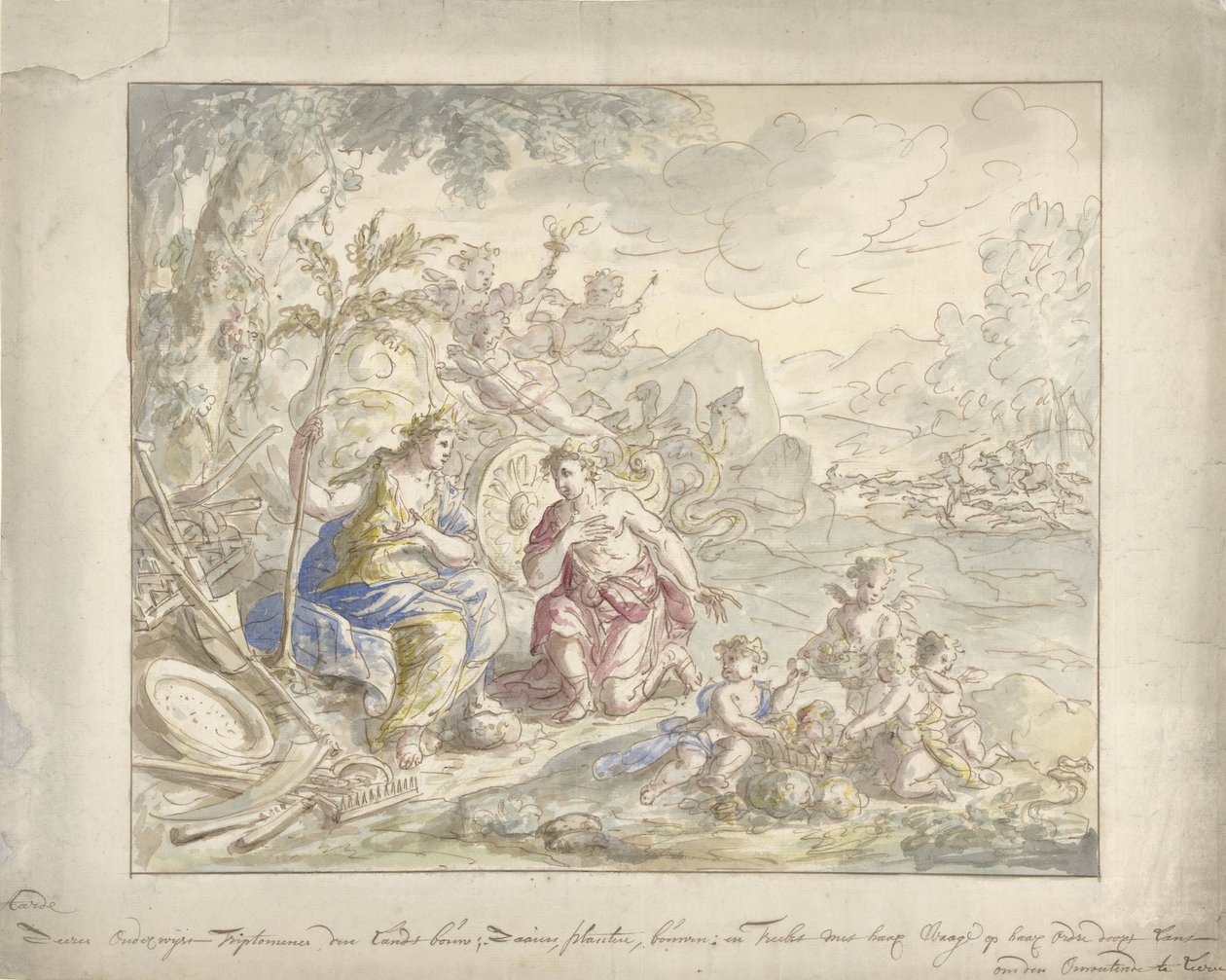 Projet pour une peinture murale avec allégorie sur la Terre - Elias van Nijmegen