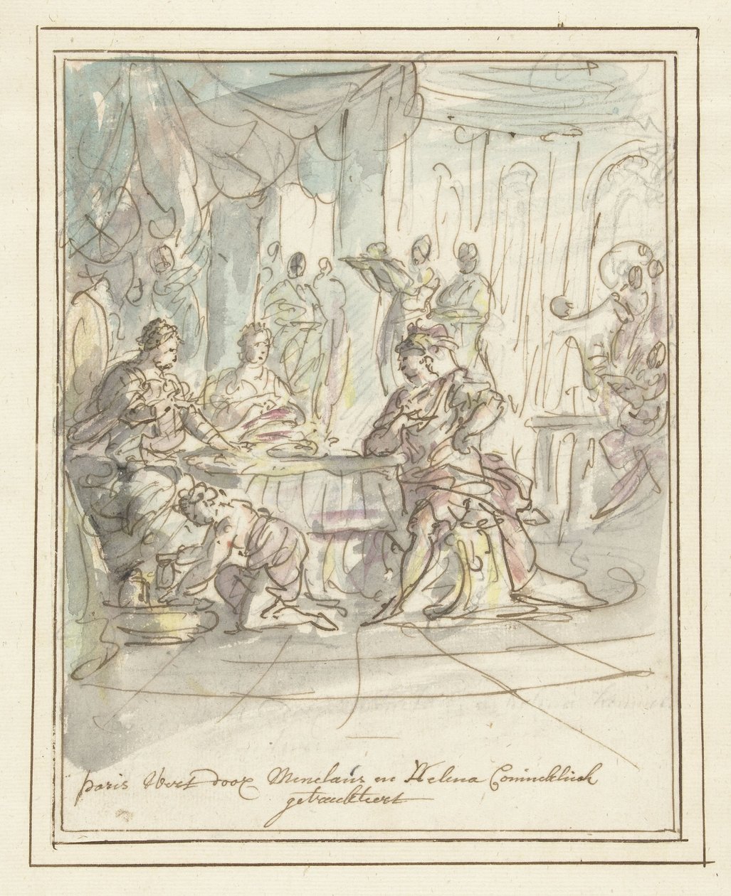 Paris accueilli par Ménélas et Hélène - Elias van Nijmegen