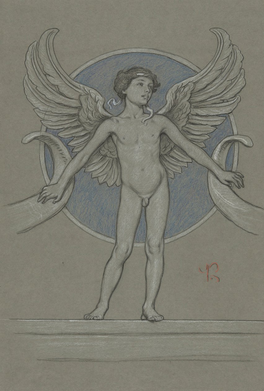 Garçon avec des ailes et une corne d