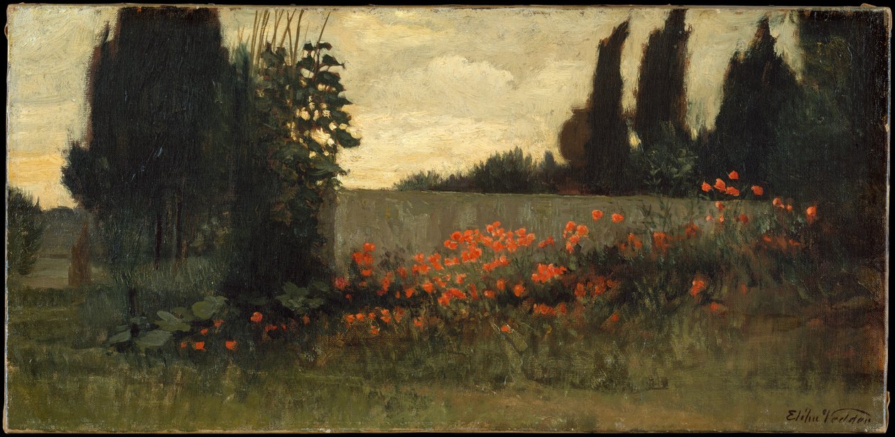 Cyprès et coquelicots - Elihu Vedder