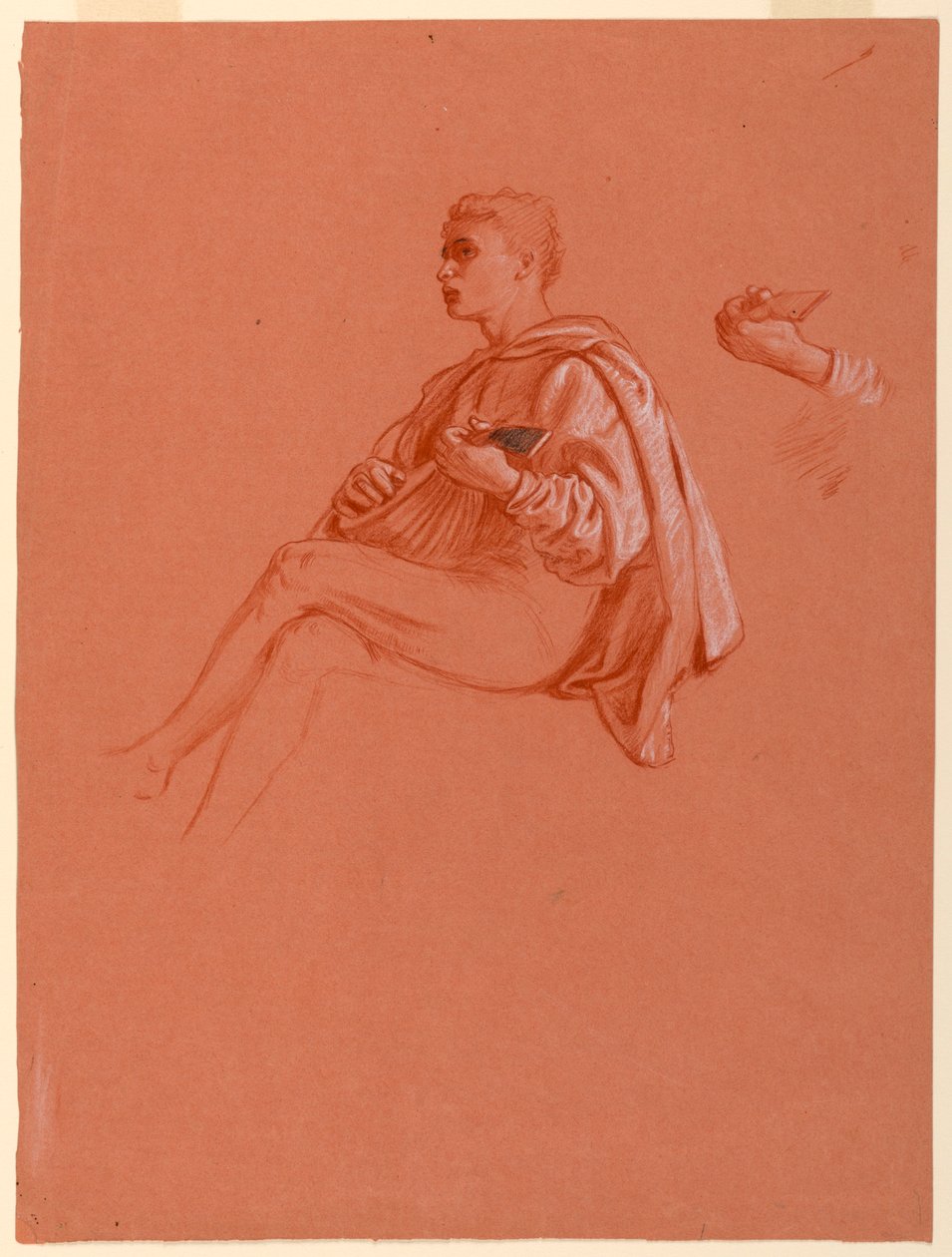 Dessin, garçon jouant du luth, 1871-72 - Elihu Vedder