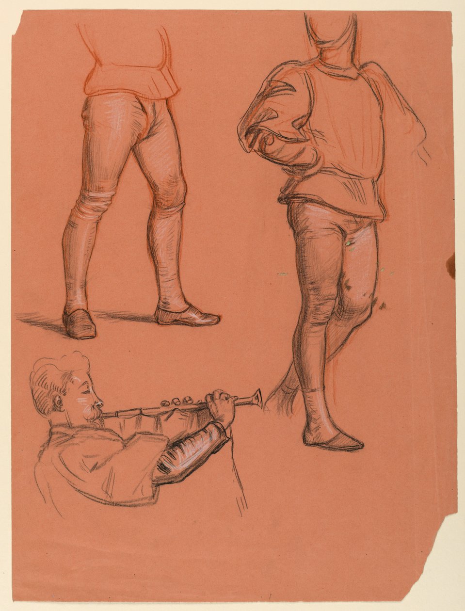 Dessin, détails de figures masculines, vers 1885 - Elihu Vedder