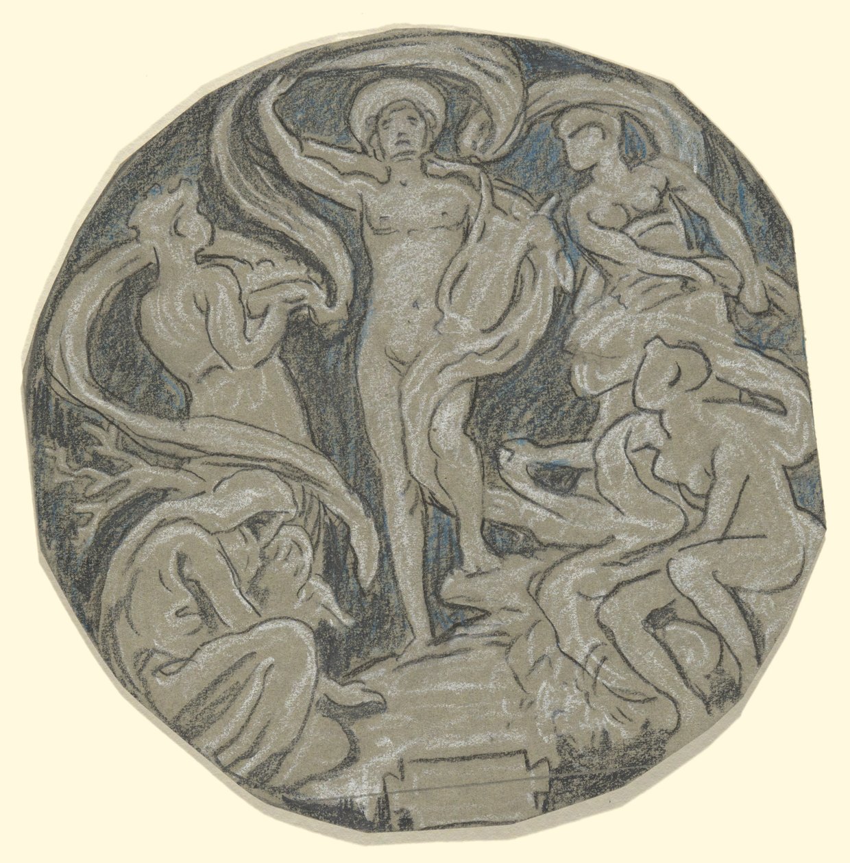 Étude pour le cercle central du plafond de Huntington; Apollon et ses assistants - Elihu Vedder