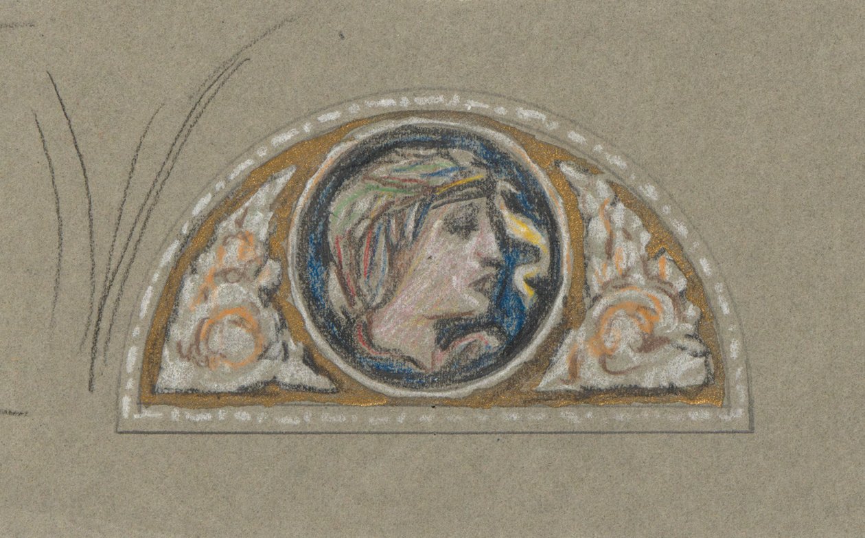 Étude pour lunette avec tête de femme - Elihu Vedder