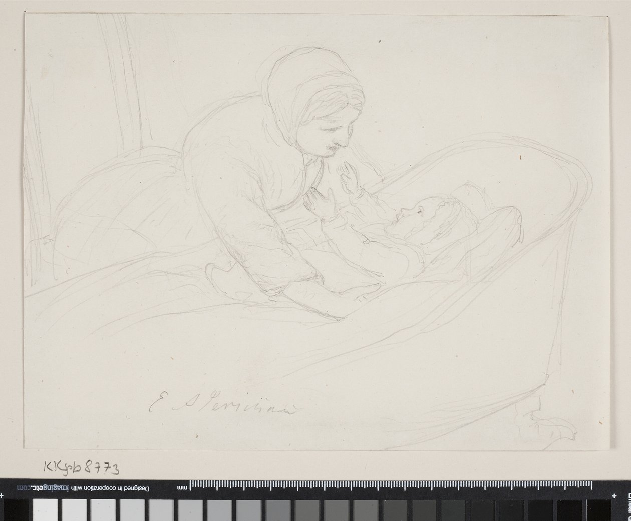 Mère levant un enfant du berceau - Elisabeth Jerichau Baumann