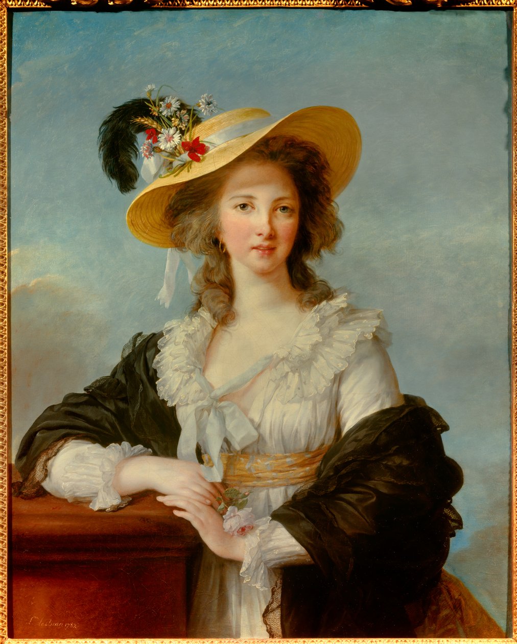 Portrait de Yolande Gabrielle Martine de Polastron, Duchesse de Polignac (1749-1793) avec le chapeau de paille - Elisabeth Louise Vigee Lebrun