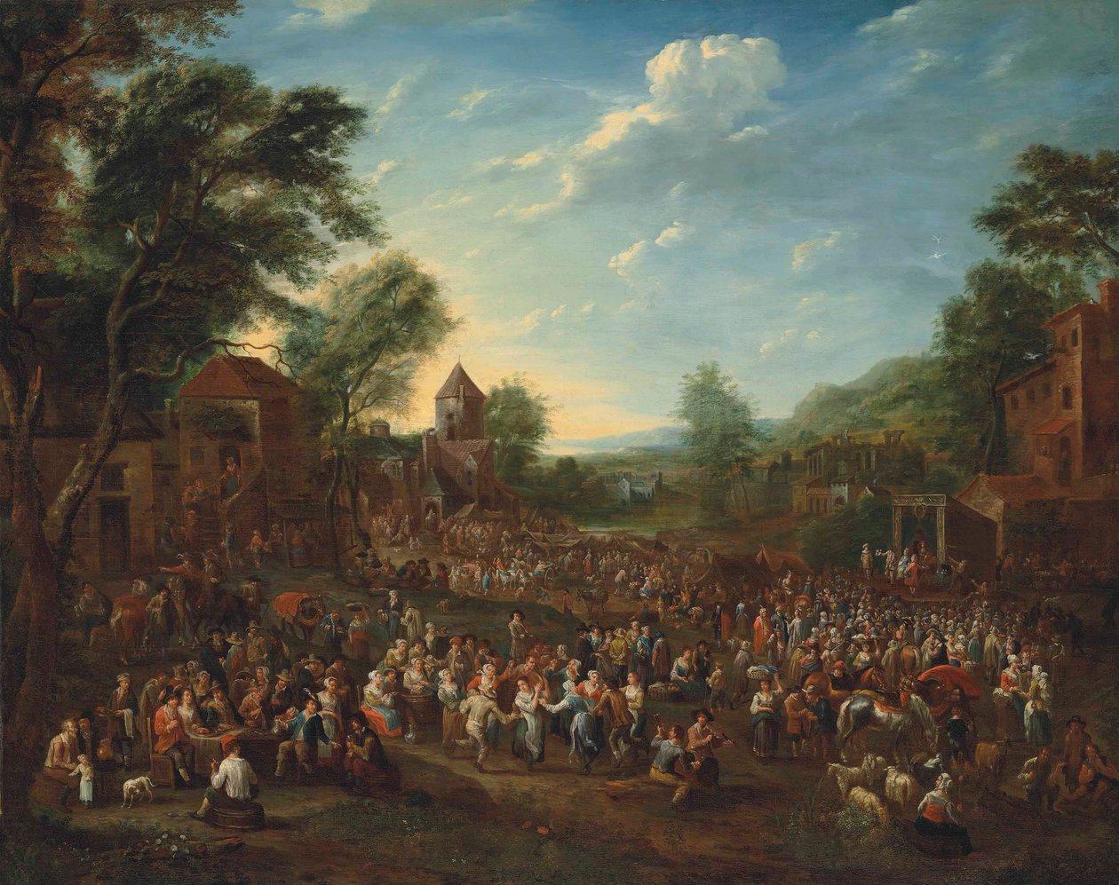Une kermesse de village avec des fêtards qui dansent et font la fête - Elisabeth Seldron
