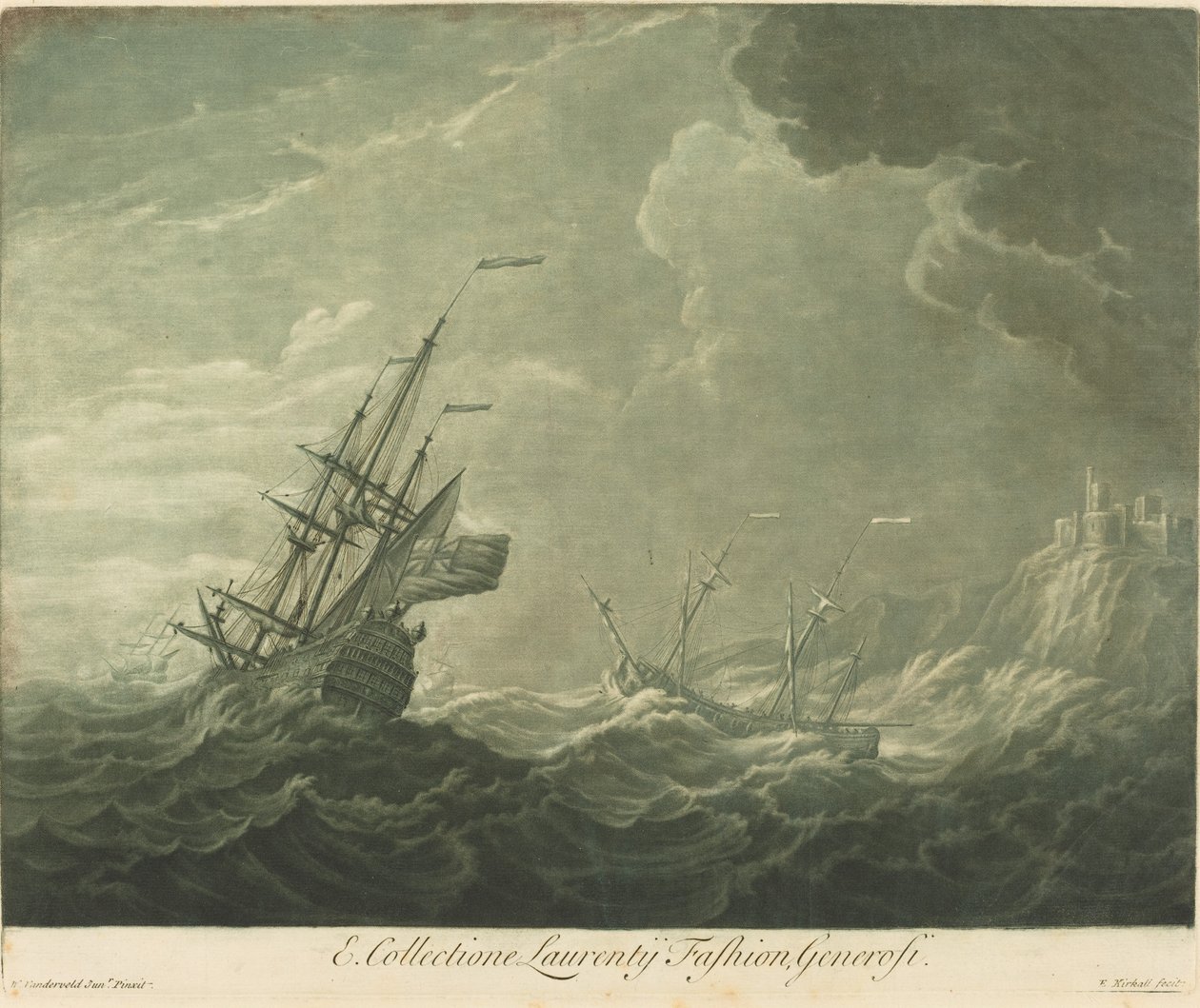 Scène de navigation de la collection de Lawrence Fashion - Elisha Kirkall after Willem van de Velde the Younger