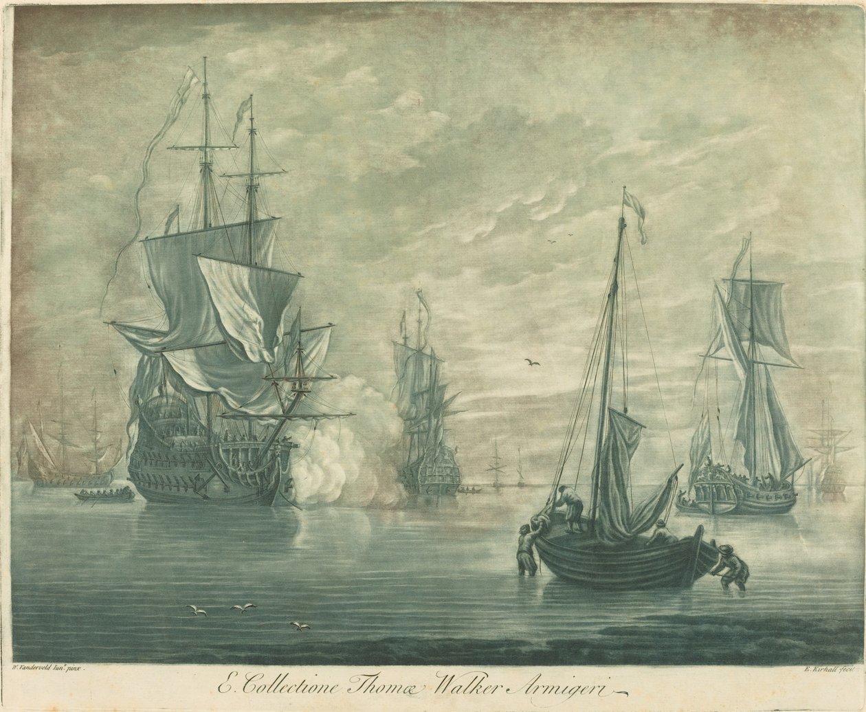 Scène de navigation de la collection de Thomas Walker - Elisha Kirkall after Willem van de Velde the Younger