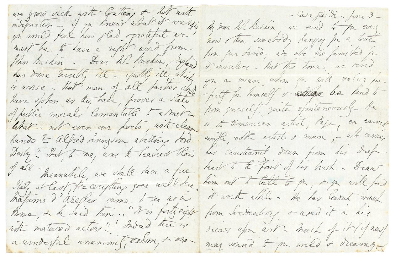 Lettre autographe à John Ruskin, Casa Giudi, Florence, 3 juin 1859 - Elizabeth Browning