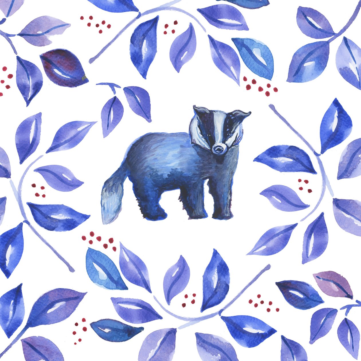 Blaireau, 2018 (aquarelle) - Elizabeth Rider
