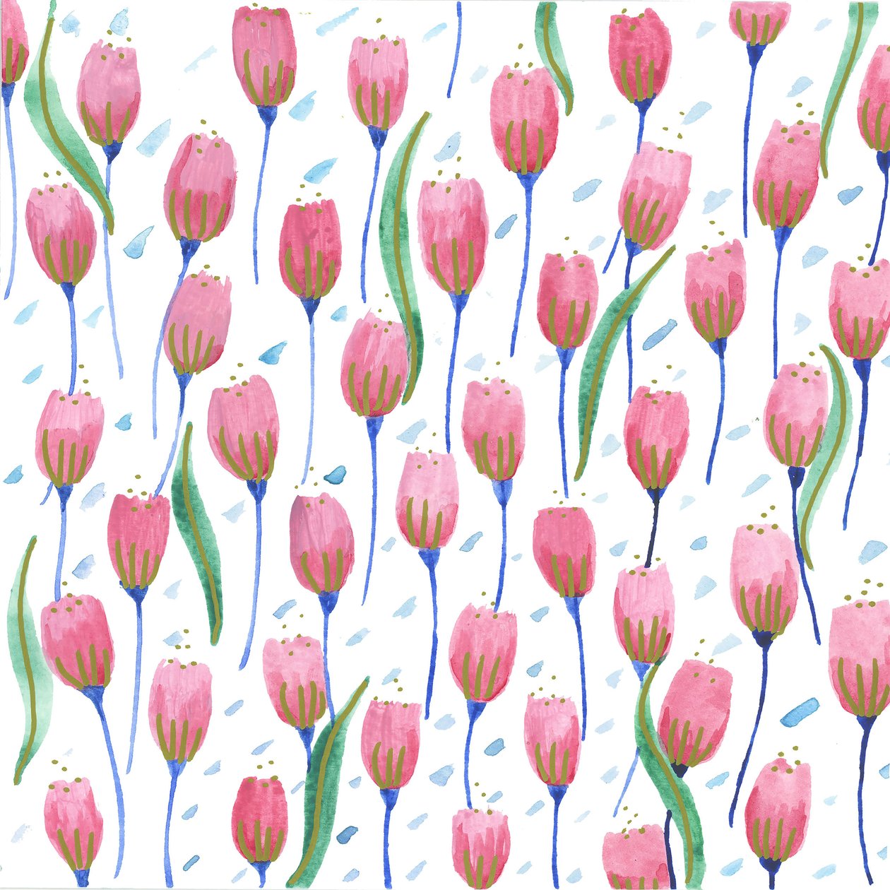 Tulipes roses, 2017 (aquarelle) - Elizabeth Rider