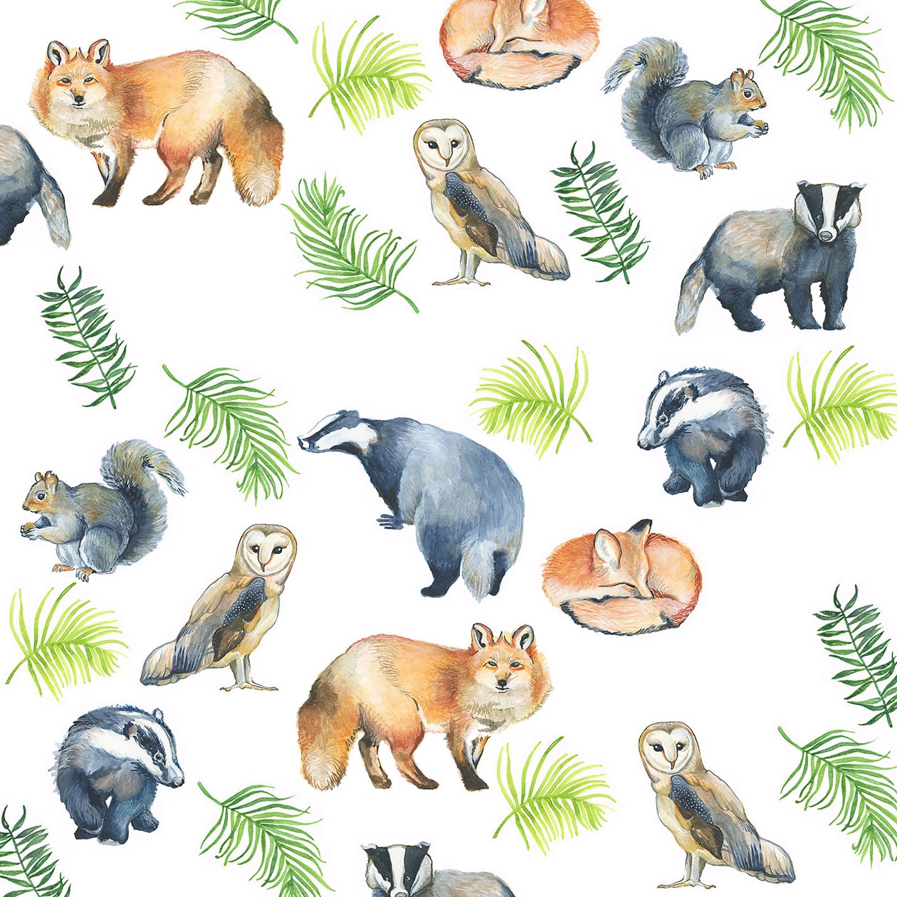 Animaux des bois, 2017 (aquarelle) - Elizabeth Rider