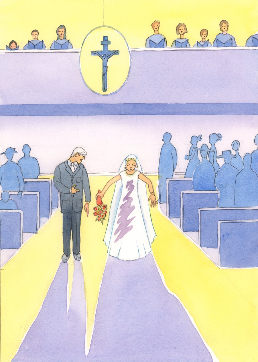 Une mariée est horrifiée de voir une tache sur sa robe, et nous devrions également éviter d