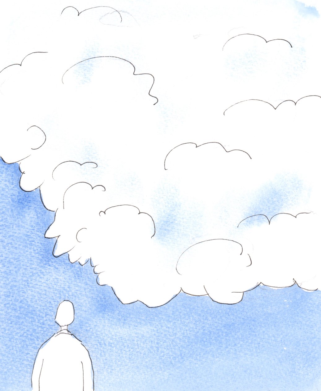 La divinité est comme un nuage opaque, en ce sens que nous ne pouvons pas le percer avec notre vue pour comprendre les plans et les pensées de Dieu, 2005 (aquarelle sur papier) - Elizabeth Wang