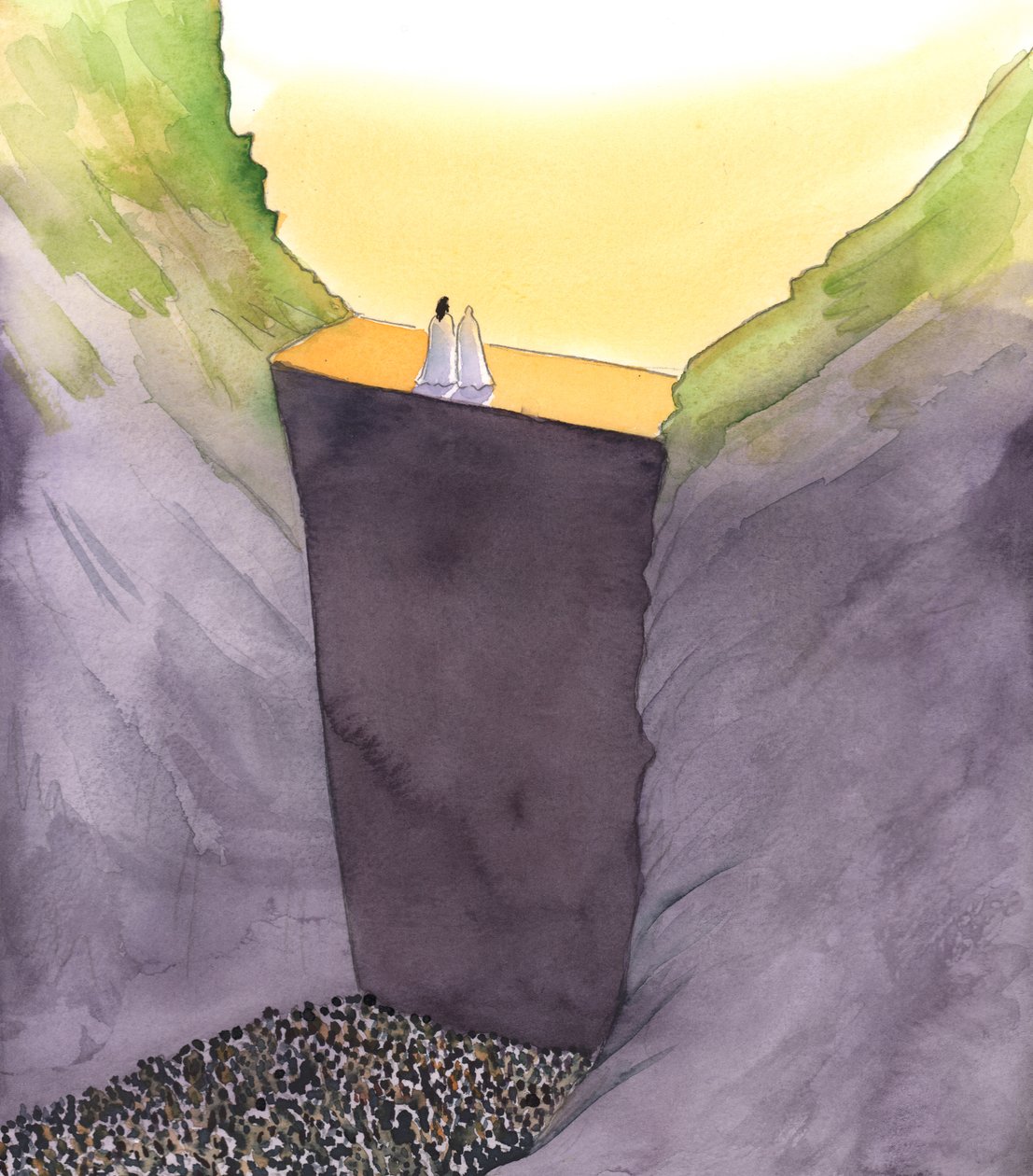 Le mur du péché, qui nous sépare de Dieu, est escaladé uniquement par le Christ, qui se tient avec Sa mère. Lui seul peut nous aider à atteindre la Gloire du Ciel - Elizabeth Wang