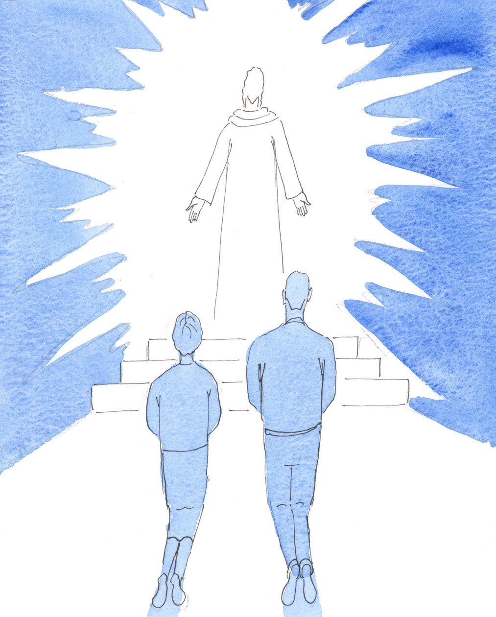 Nous devons examiner nos vies pour voir si le Christ est vraiment "intronisé" dans nos cœurs et nos maisons, ou si le "dieu" que nous servons est notre propre désir et nos ambitions, 2005 (aquarelle sur papier). - Elizabeth Wang