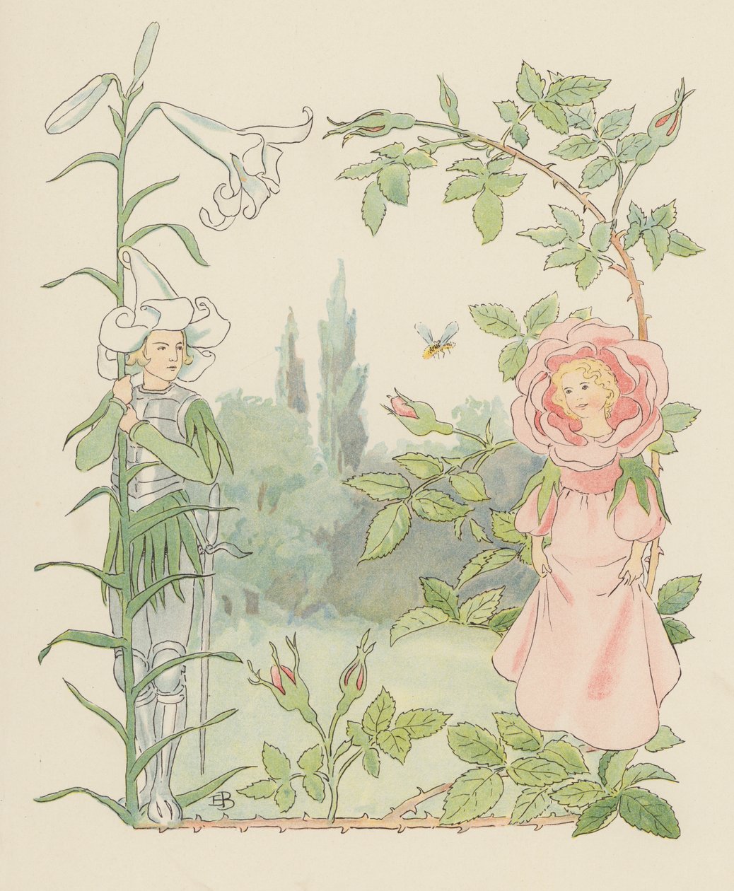 Illustration pour Blondchen in Bluten (lithographie couleur) - Elsa Beskow