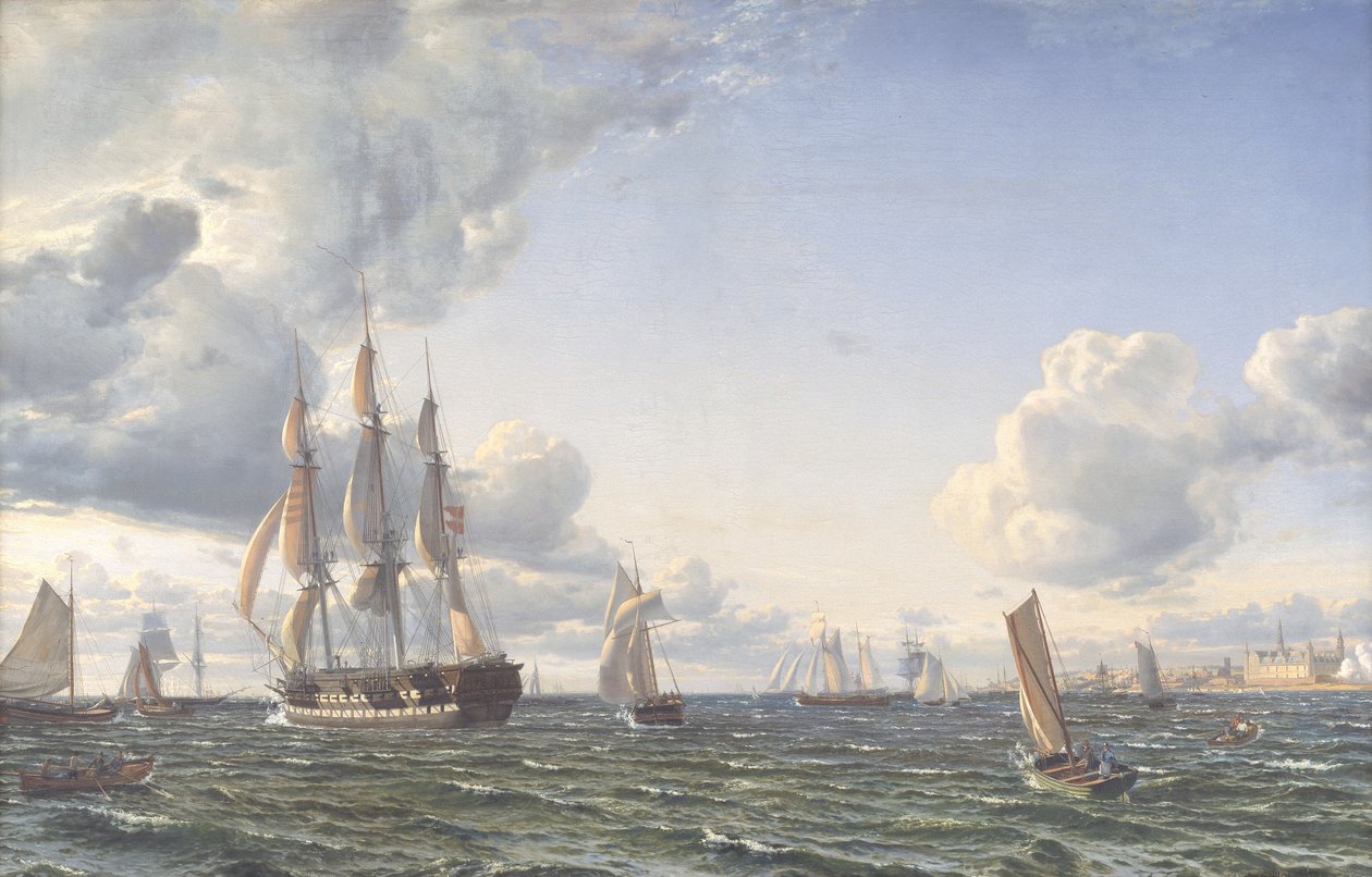 Le navire de ligne "Valdemar" croisant le détroit par un vent frais de brise - Emanuel Larsen
