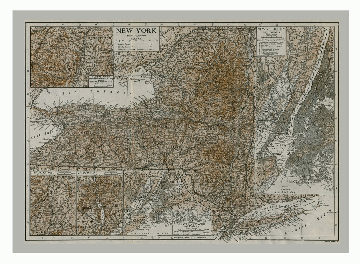 Carte de New York, vers 1900 - Emery Walker
