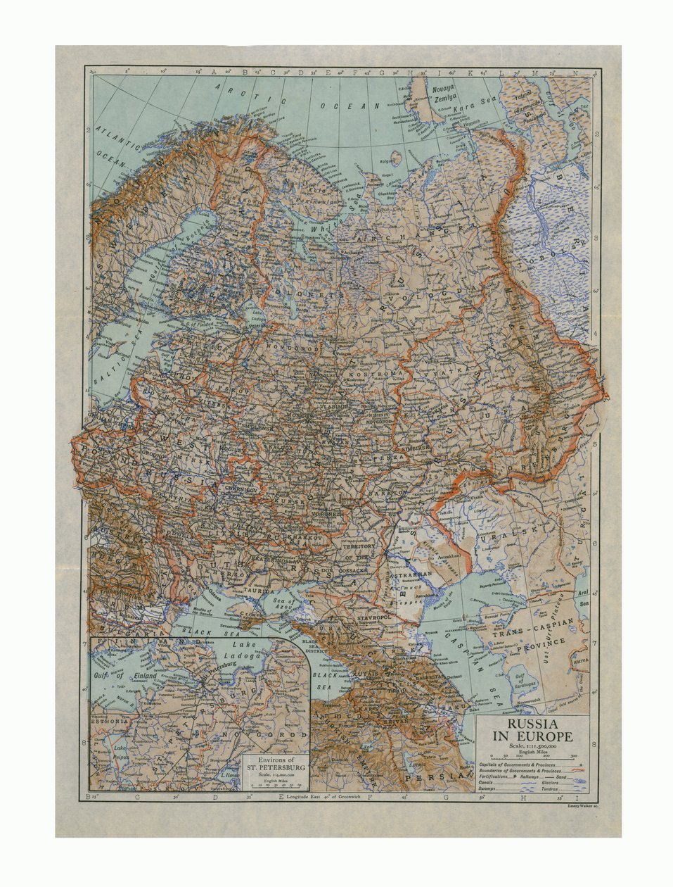 Carte de la Russie en Europe, vers 1910s - Emery Walker