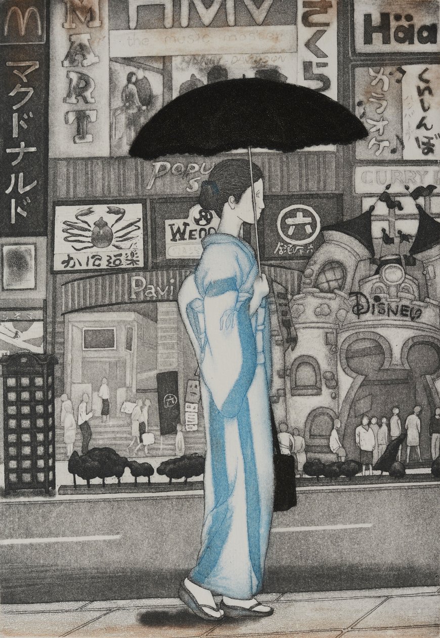 Une fille en ville, 2007 (gravure) - Emiko Aida