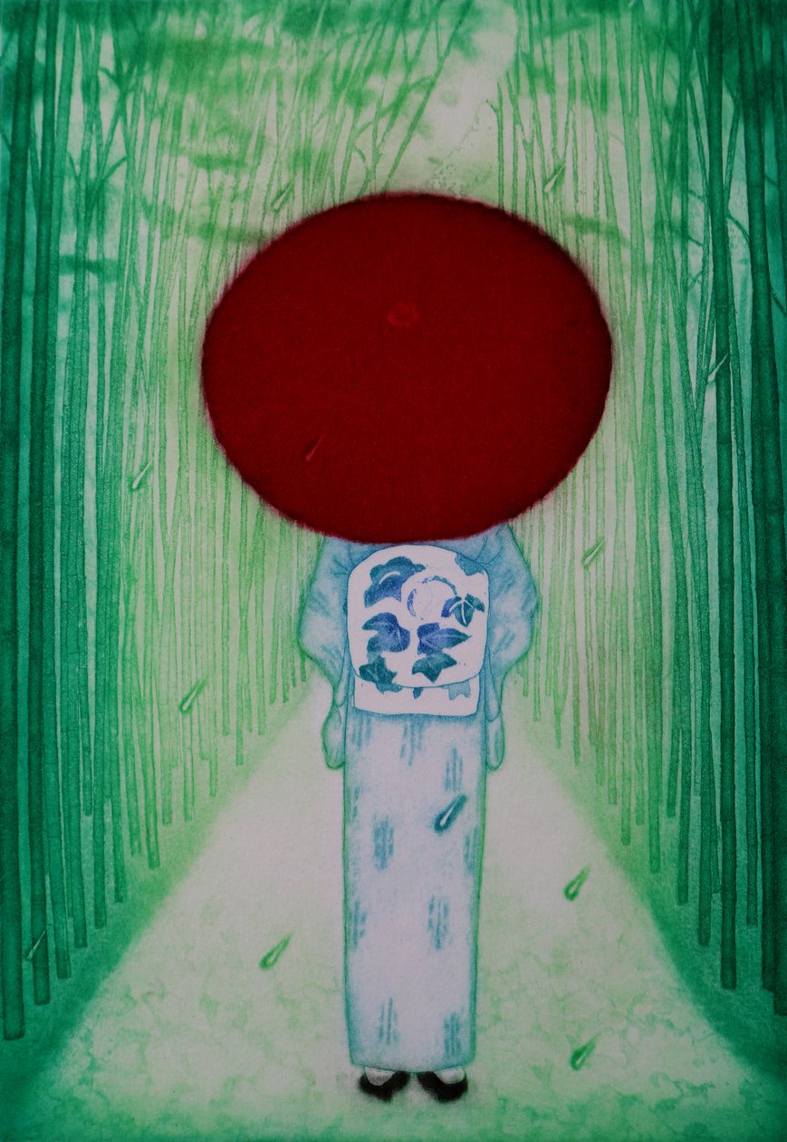 Parapluie rouge, 2007 (gravure) - Emiko Aida
