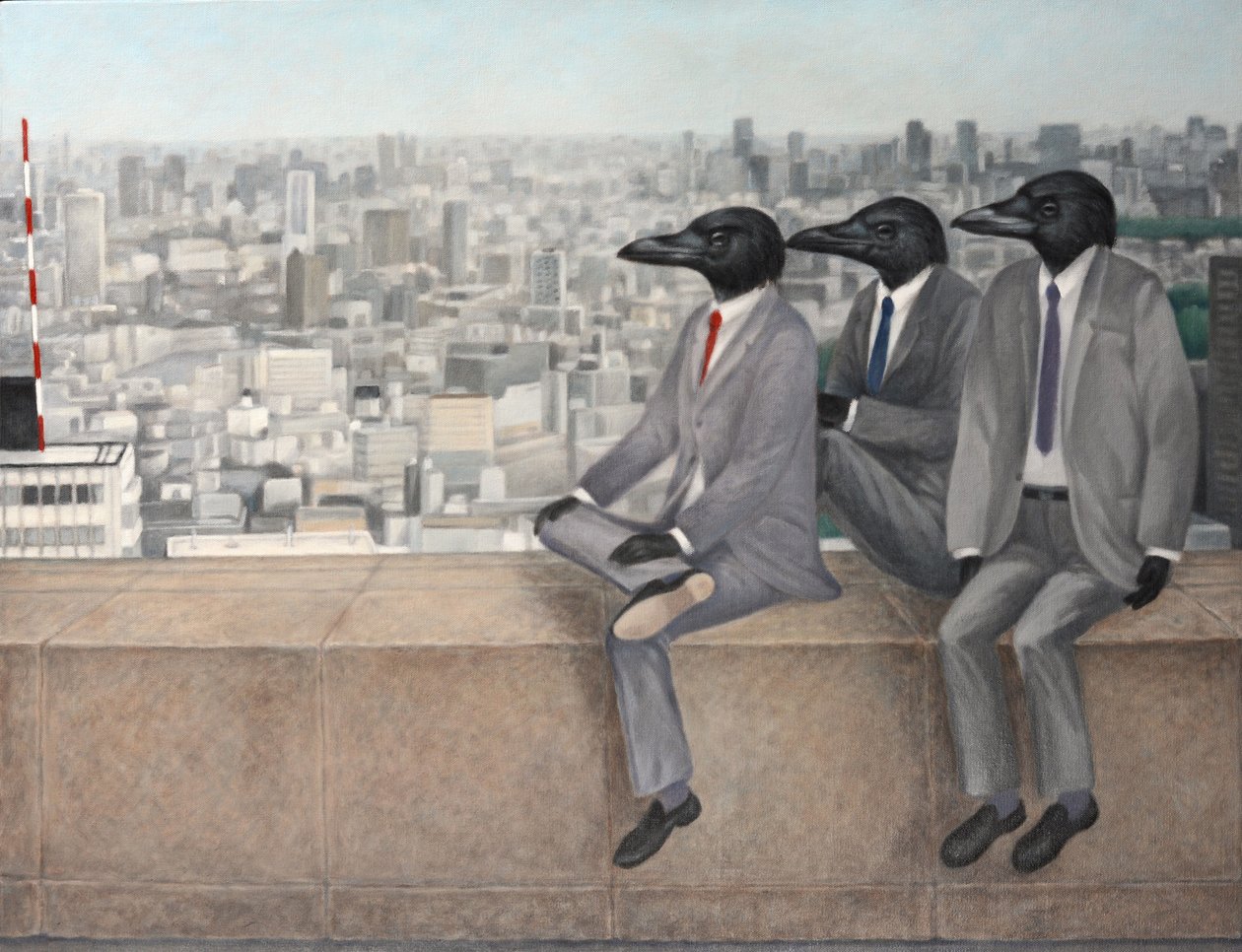 Trois corbeaux, 2010 (huile sur toile) - Emiko Aida