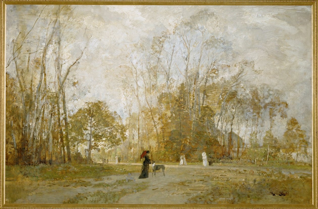 Aus dem Prater - Des jardins du Prater ... (huile sur bois) - Emil Jakob Schindler