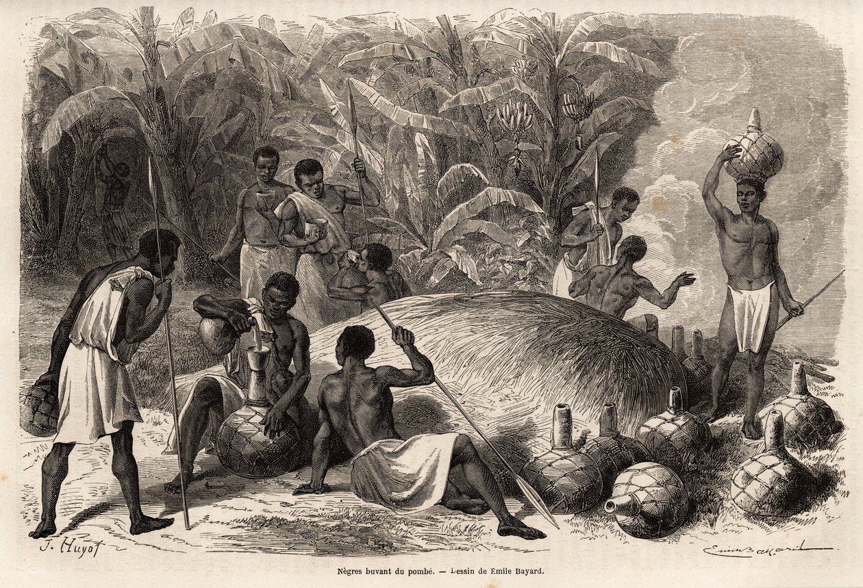 Dégustation du pombe (boisson alcoolisée par fermentation), dans le Karague (ouest du lac Victoria, dans l