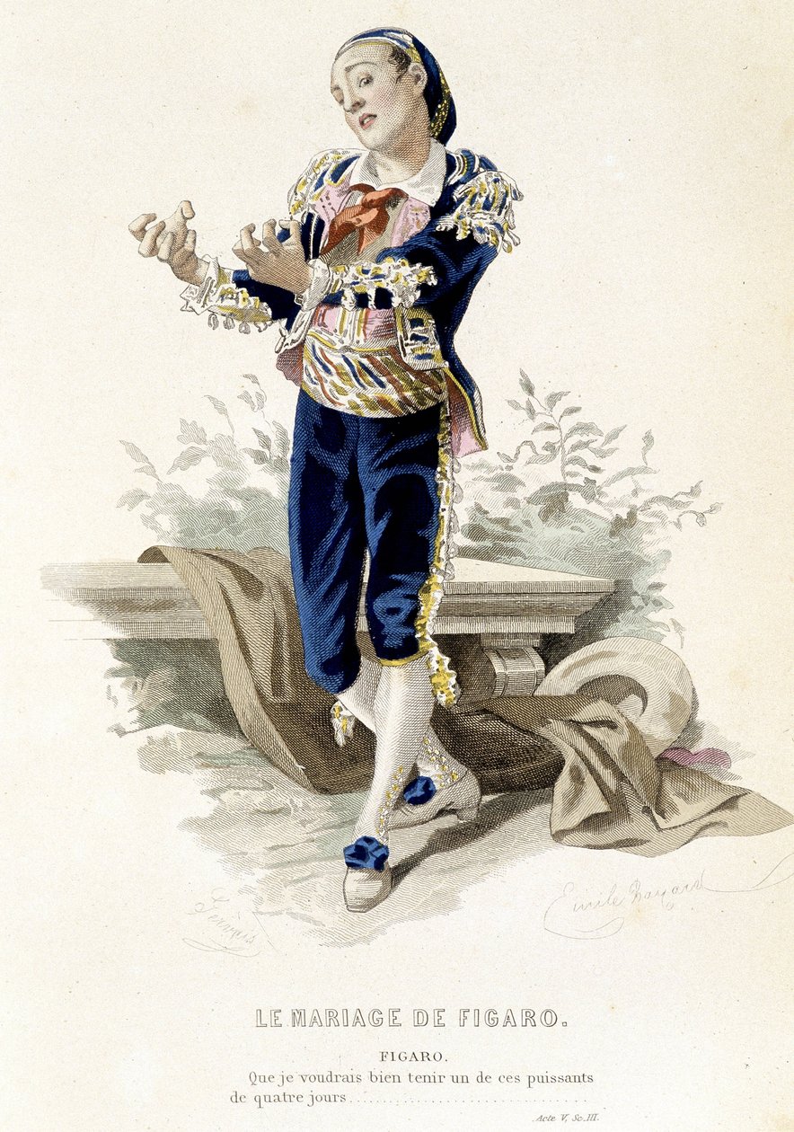 Figaro dans «Le mariage de Figaro» - dans «Œuvres complètes de Beaumarchais», dessins d