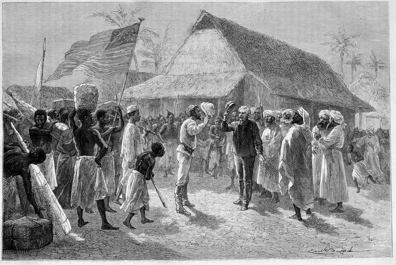 Rencontre entre Sir Henry Morton Stanley (1841-1904) et David Livingstone (1813-1873), dans "Le Tour du Monde" - Emile Antoine Bayard
